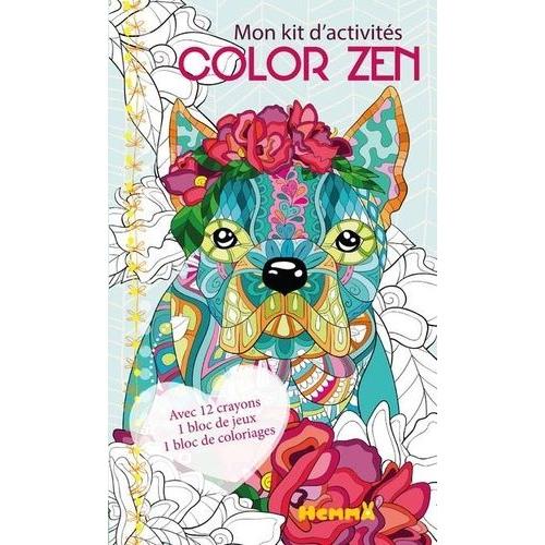 Mon Kit D'activités Color Zen Chien - Avec 12 Crayons De Couleur, 1 Bloc De Jeux, 1 Bloc De Coloriages