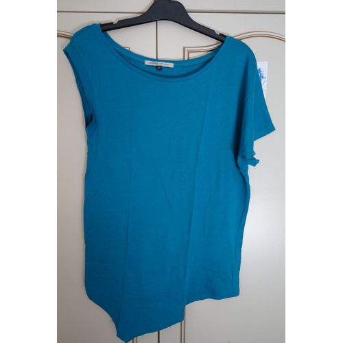Top Manches Asymétriques Bershka Bleu-Vert, Neuf Jamais Porté
