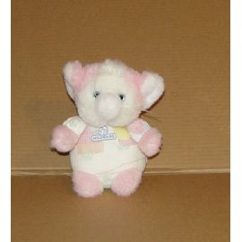 Souris Boule Nounours Doudou Peluche Rose Blanc Motifs Grelot 20 Cm Vintage