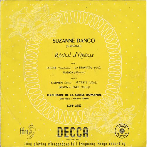 Airs D'opéras En Français Et En Italien : Louise, La Traviata, Manon, Carmen, Alceste, Didon Et Enée (Decca  Lxt 2557)