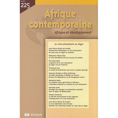 Afrique Contemporaine N° 225/2008-1 - La Crise Alimentaire Au Niger