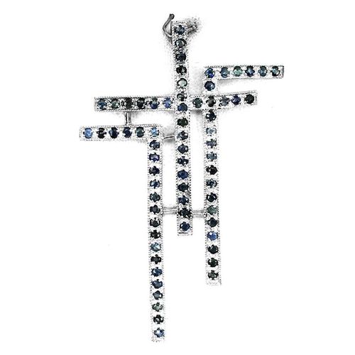 Pendentif Saphir Bleu . Argent 925 + Chaine En Argent 925