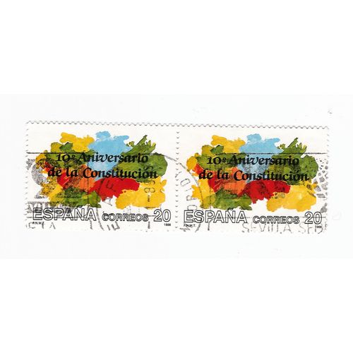 Paire De Timbres Espagnols - Aniversario De La Constitución Española De 1978 - 1988