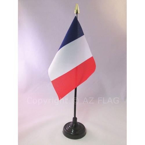 Drapeau De Table France 15x10cm - Petit Drapeaux De Bureau Français 10 X 15 Cm Pointe Dorée