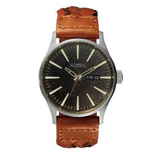 Montres Nixon Sentry Leather - Dark Copper / Saddle Woven