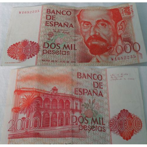 Billet Espagne Pesetas Madrid 22 De Julio De 1980 - N°W16822335 Billet De 2000 Pesetas De Colletion  