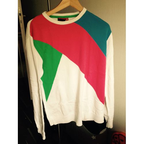 Pull Blanc Bleu Vert Rose Taille M Marque Quiksilver