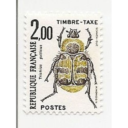 Timbre Taxe 2f Insect(Trichius Gallicus) 1982 N°107