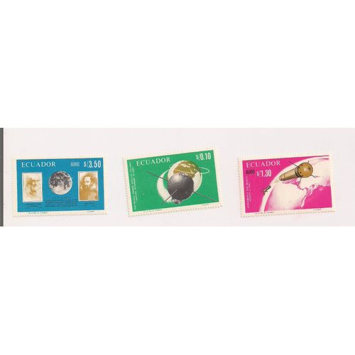 Equateur- Lot De 3 Timbres Neufs San Marco 1er Satellite Italien- Observation De La Lune