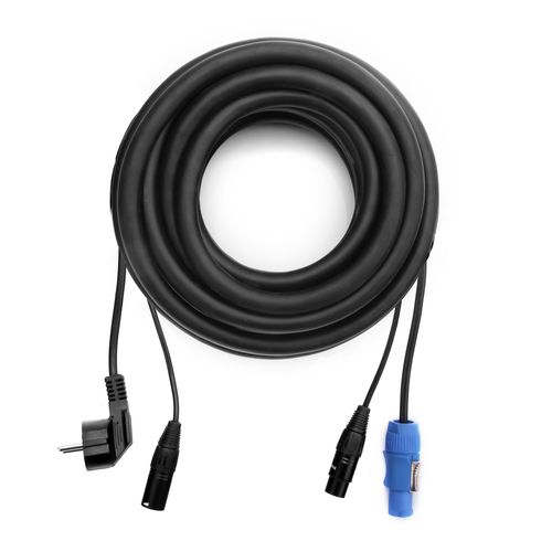 Pronomic Stage Euppd-10 Câble Hybride Euro / Powp / Dmx Schuko/Powercon Compat. + Dmx 3 Broches, 10m