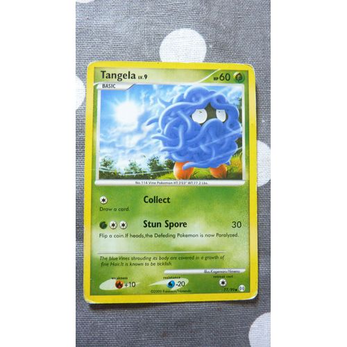 Carte Pokemon Anglaise = Tangela ( Saquedeneu) Hp 60 , Lv 9, N° 77/99 De 2009