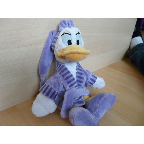 Doudou Disney Canard Daisy Blanc Peignoire Et Bonnet Violet