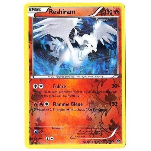 Carte Pokémon Reshiram Holo Reverse 21/99 Noir & Et Blanc Destinees Futures Neuf