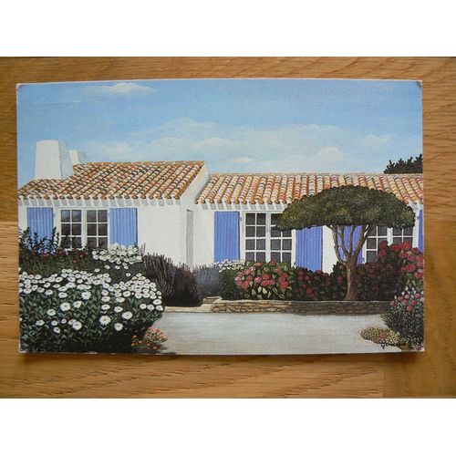 Ile D' Yeu - Vendée. Maison Fleurie. Huile Sur Toile - Geneviève G. Carte Postale Moderne En Couleurs. Editions Sim'edit À Nantes-Couëron