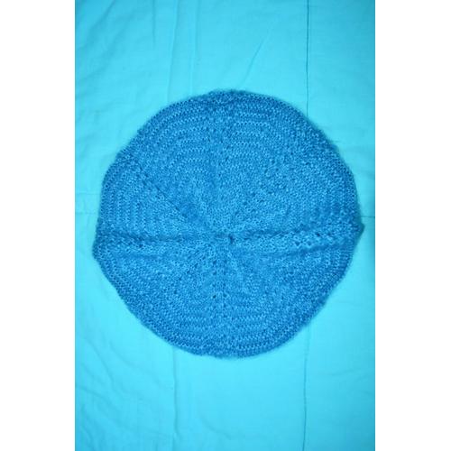 Bonnet missegle beret bleu 100% fibres naturelles laine mohair et