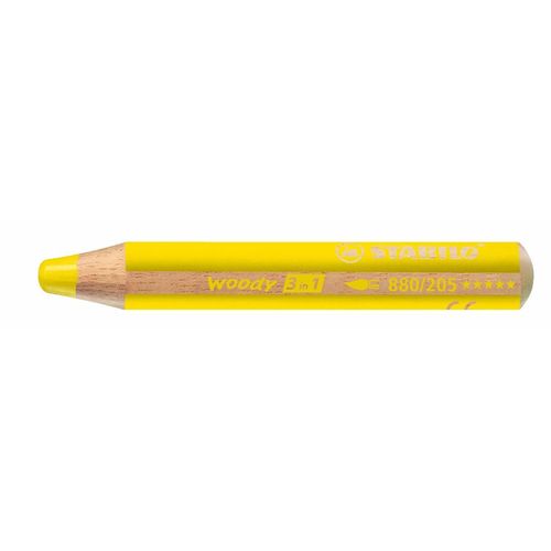 Stabilo Lot De 3 Crayons Woody Rond Large Mine 10 Mm Jaune