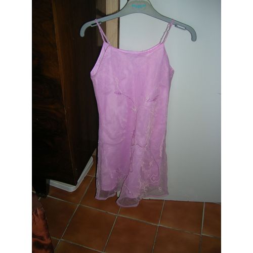 Robe À Bretelles Brodée Vynil Fraise 10 Ans.