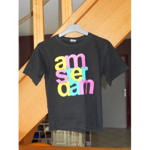 T-Shirt "" Fox "", Noir Et Multicouleur, T10a