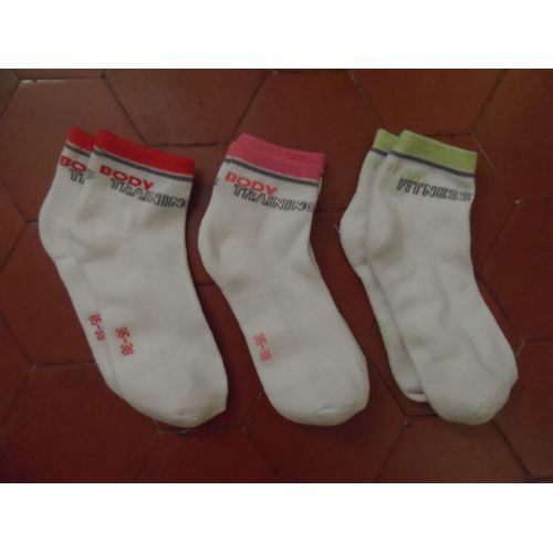 Lot De 3 Paires De Scoquettes De Sport Coton Blanc Tissel