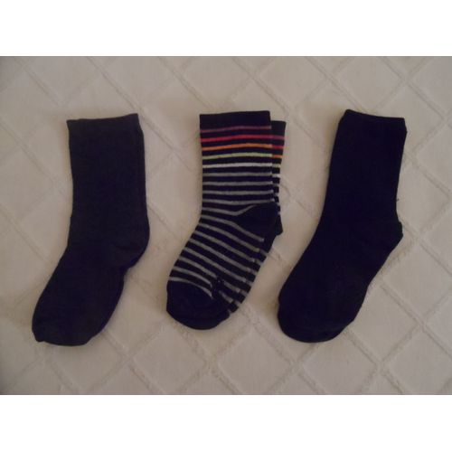 Lot De 3 Pairs De Socquettes Coton Gris/Noir Tissel