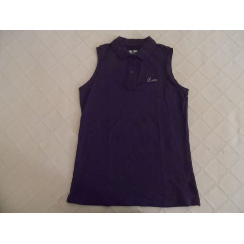 Polo Sans Manches Piqué De Coton Violet Lotto