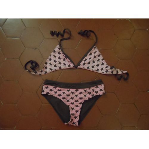 Maillot De Bain 2 Pièces Imprimé Rose Et Marron