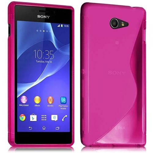 Housse Etui Coque S-Line Couleur Rose Fushia Pour Sony Xperia M2 Dual + Film De Protection