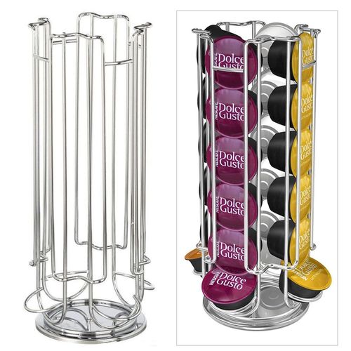 Porte-Capsules Rotatif Pouvant Contenir 32 Capsules Dolce Gusto Acier Chromé