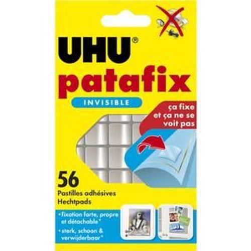 Uhu Etui De 56 Pastilles Patafix Adhésives Double Face, Ultra Fines Et Invisibles. Sans Solvant Ni Acide