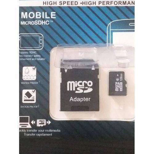 Carte mémoire MicroSDHC classe 10 128 Go + adaptateur