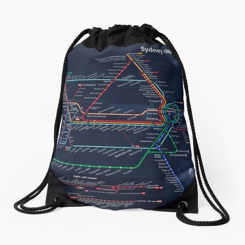 Sac à dos Réseau ferroviaire de banlieue de Sydney des années 2030 - Thème sombre Sac à cordon pour le sport cadeau