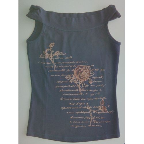 Débardeur Gris À Fleurs. Promod. Taille 36 / 38