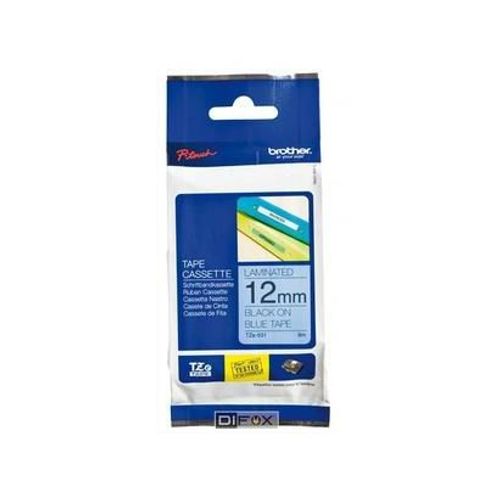 Rubans Pour P-Touch 210,200,220,300,310,340,350,540/C,550,1200,1250,1800/E,2400/E,9200pc/Dx  - L:8m - H: 12mm - Tz 531 - Caractères Noirs - Ruban Bleu