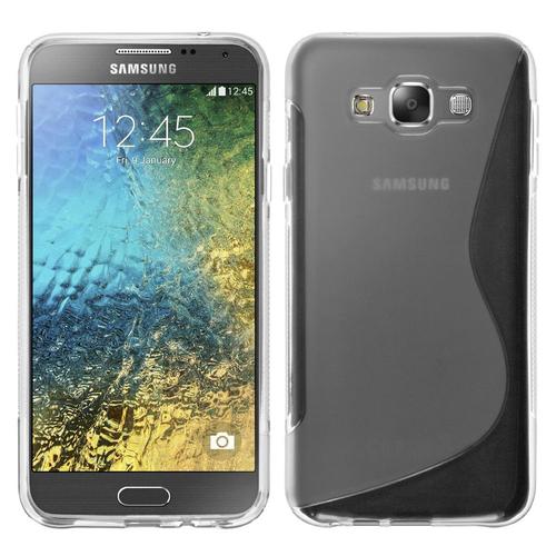 Coque Silicone Pour Samsung Galaxy E7 5.5" Gel Motif S Au Dos - Transparent