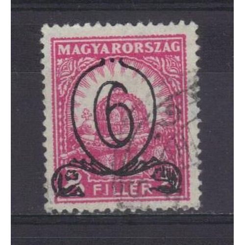 Hongrie 1926 : Couronne De Saint Etienne - Timbre 8 Fi. Rose-Lilas Oblitéré Surchargé