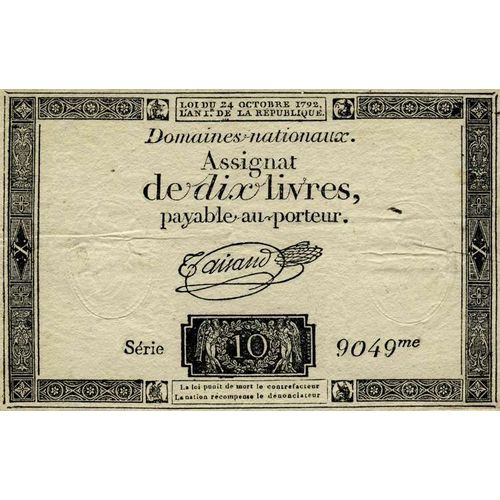 Assignat De 10 Livres - Loi Du 24 Octobre 1792