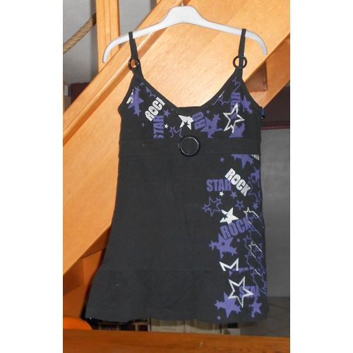 Top "" La Halle "", Noir/Violet Et Blanc, Ts