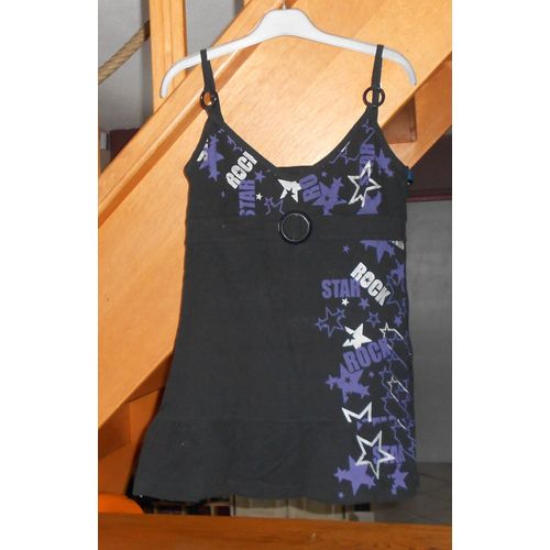 Top  "" La Halle "", Noir/Violet Et Blanc, Ts