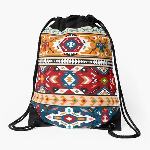 Sac à dos Conception de motifs ornés d'Indiens d'Amérique. Modèle sans couture tribal navajo. Sac à cordon pour le sport cadeau