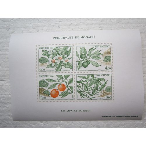 Timbres Monaco. Les Quatre Saisons De L Oranger. Bloc N°54. 1991