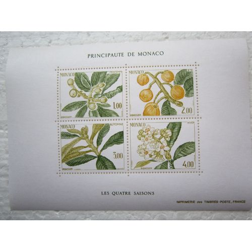 Monaco. Les Quatre Saisons Du Bibassier Ou Neflier Du Japon. Bloc N°31. 1985