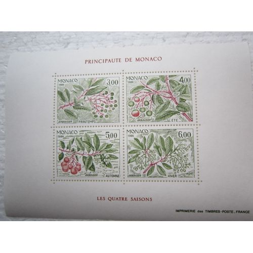 Monaco. Les Quatre Saisons De L Arbousier. Feuillet N°36. 1986