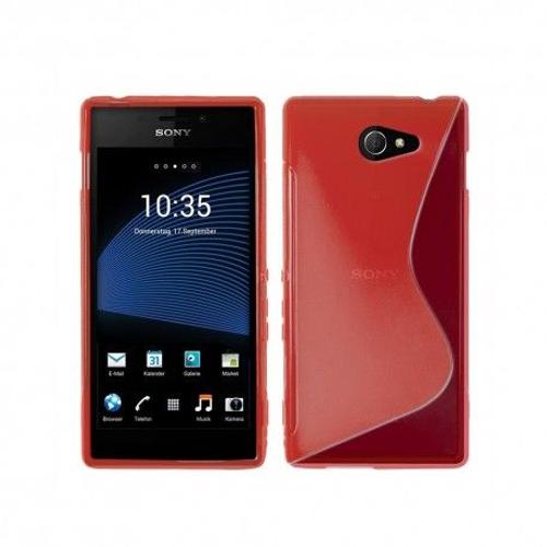 Etui Housse Coque Gel Vague S Sony Xperia M2 - Rouge