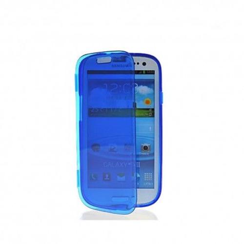 Etui Housse Coque Gel Rabat Samsung Galaxy S3 Mini - Bleu