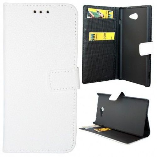 Etui Housse Coque Portefeuille Sony Xperia M2 - Blanc