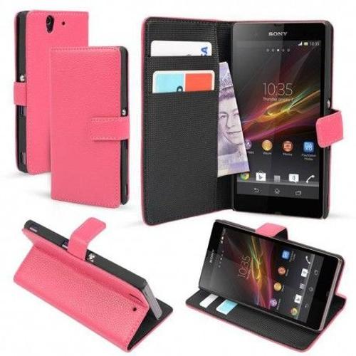 Etui Housse Coque Portefeuille Sony Xperia Z - Rose