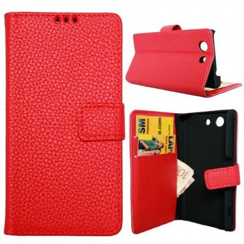 Etui Housse Coque Portefeuille Sony Xperia Z3 Compact - Rouge