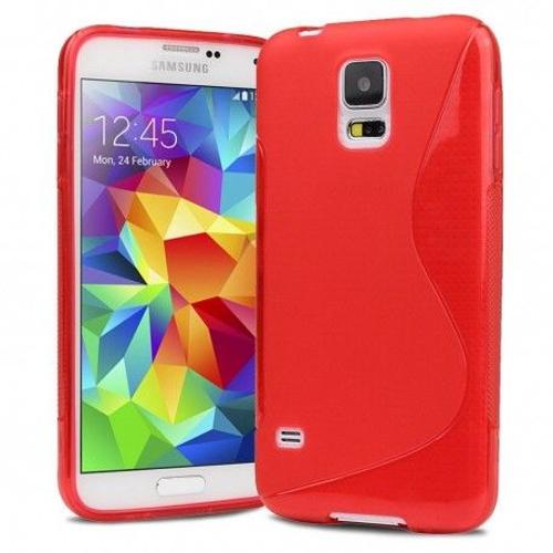 Etui Housse Coque Gel Vague S Samsung Galaxy S5 Mini - Rouge