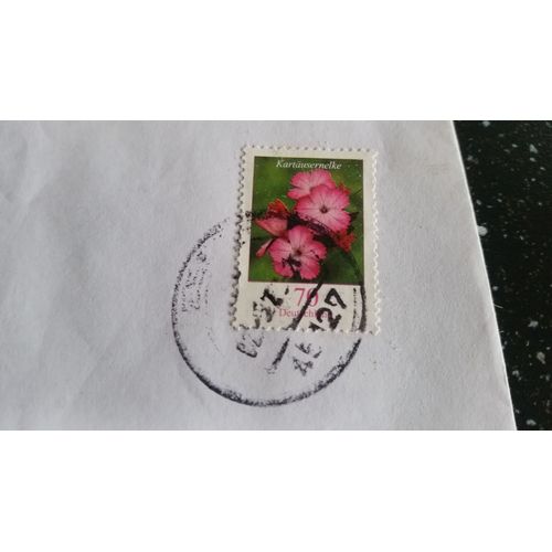 Timbre Oblitéré Fleurs Roses Allemagne Kartausernelke