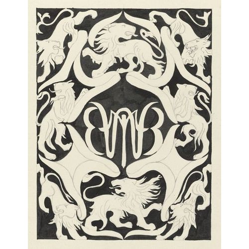 Canevas imprimer Envoyer un ex-libris avec monogramme à Leeuwen (1874) Impression sur toile Roulée Tableau Art Décoration Murale / Sans cadre 40x50cm ou 45x45cm